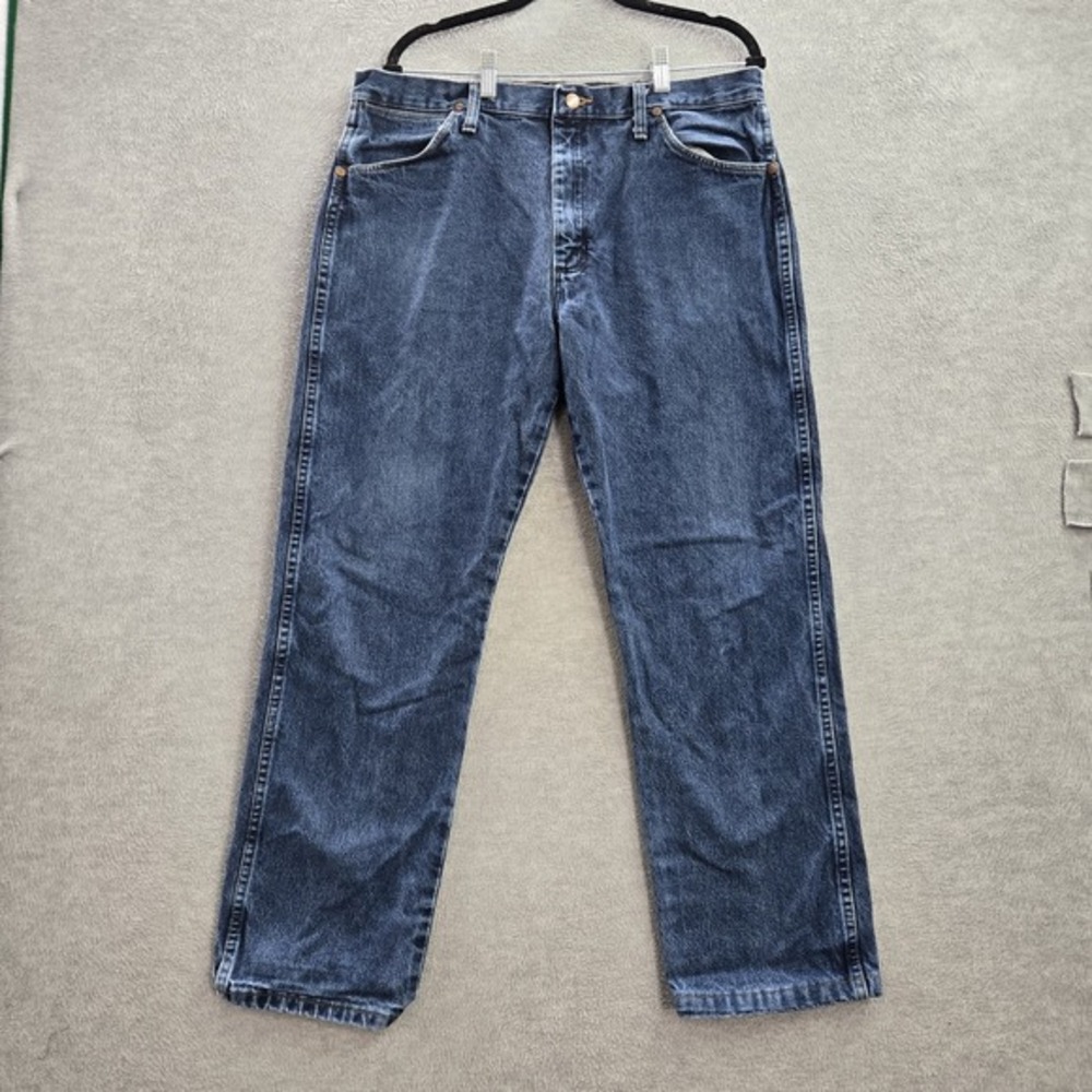 Wrangler Men Jeans 36X30 Blue Denim 13MWZDD Classic Logo 28" Inseam Cotton